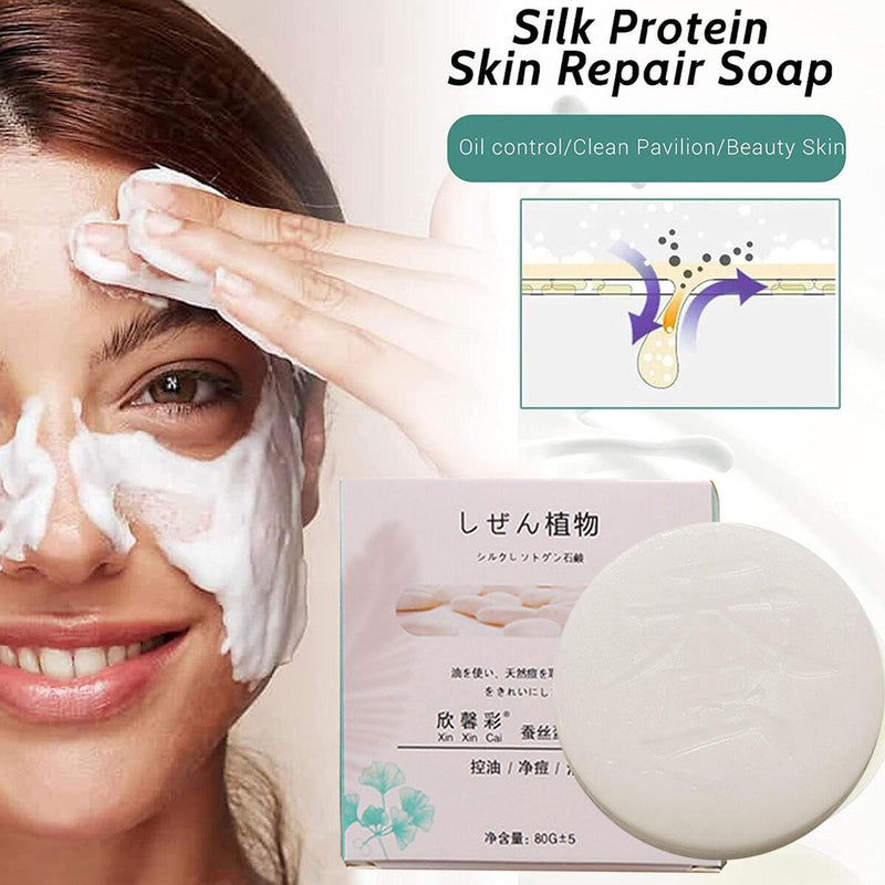 Silk Protein Skin Repair Soap Essence Lightening Soap Oil Control Goat Milk Soa`