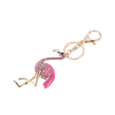 Animal Bird Key Chains for Car Rhinestone Bag Pendant Women Keyring(Pink)