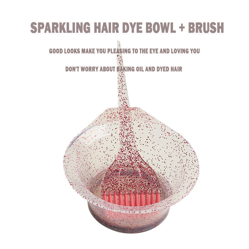 Professional Hair Dyeing Brush Bowl Hair Coloring Comb Mixing Bowls (Pink) Newly