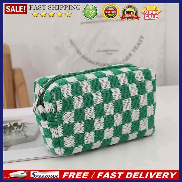 2pcs Makeup Case Knitting Makeup Bags Zipper Portable Travel for Weekend Holiday