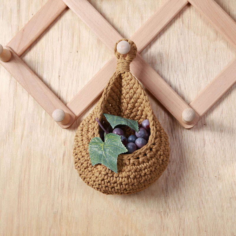 Hanging Basket Wall Planters Jute Teardrop Pot Holder for Fruits (21x21cm) Newly