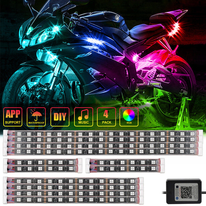 Motorcycle Neon Lights Bar Motorbike Rhythm RGB APP Control Lamp (1 for 12)