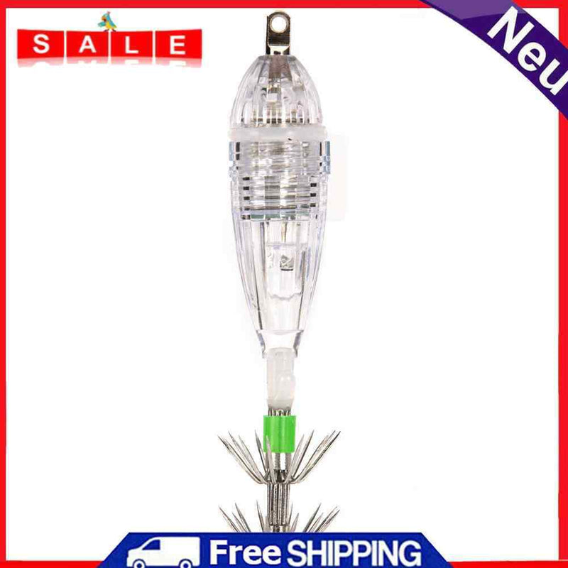 Battery Operated LED Light Fishing Lure Squid Hook Light (White) Button