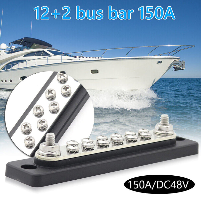 Bus Bar 48V 150 Amp Busbar with Clear Cover for Truck Boat RV (AOA1142-A) Newly