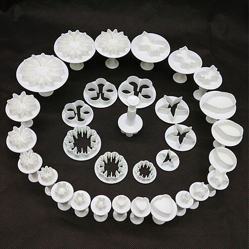 33Pcs/Set Cake Piston Cutter Tools Decoration Powder Sugar Fondant Sugarra