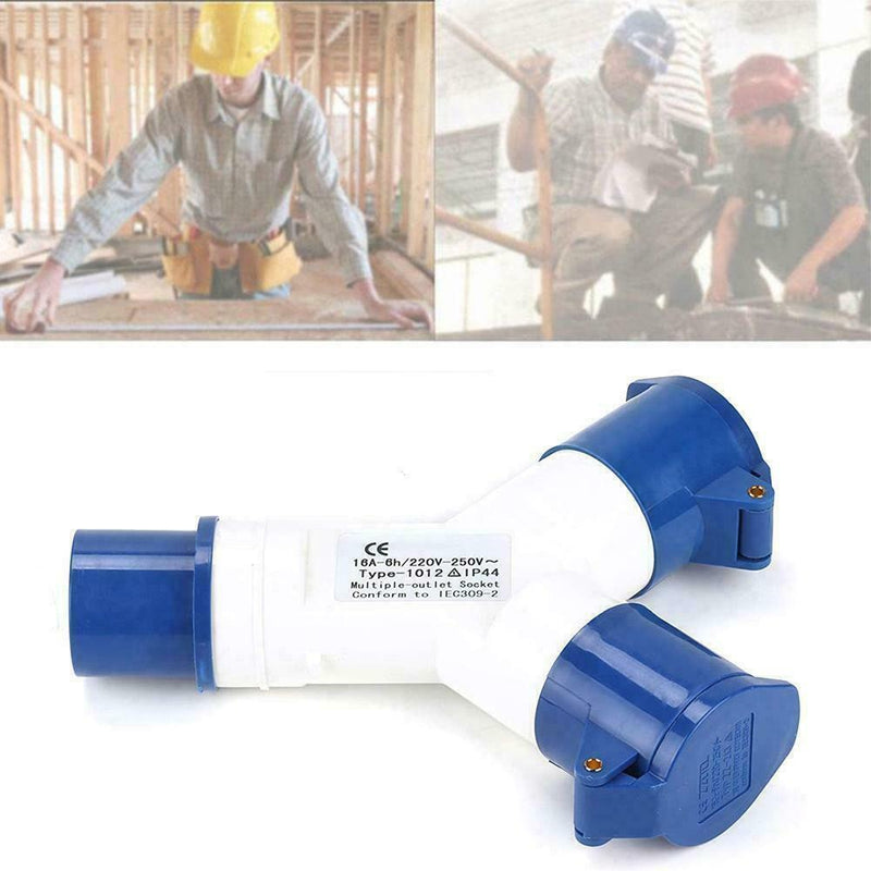 Mains 2Way Electric Hook Up Splitter Y Connector Camping Motorhome Caravan I8N3