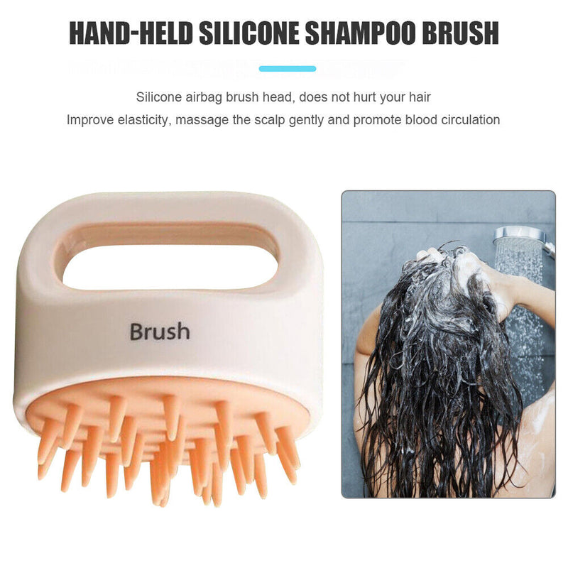 Silicone Scalp Head Massager Comb Handheld Hair Washing SPA Brush (Pink)
