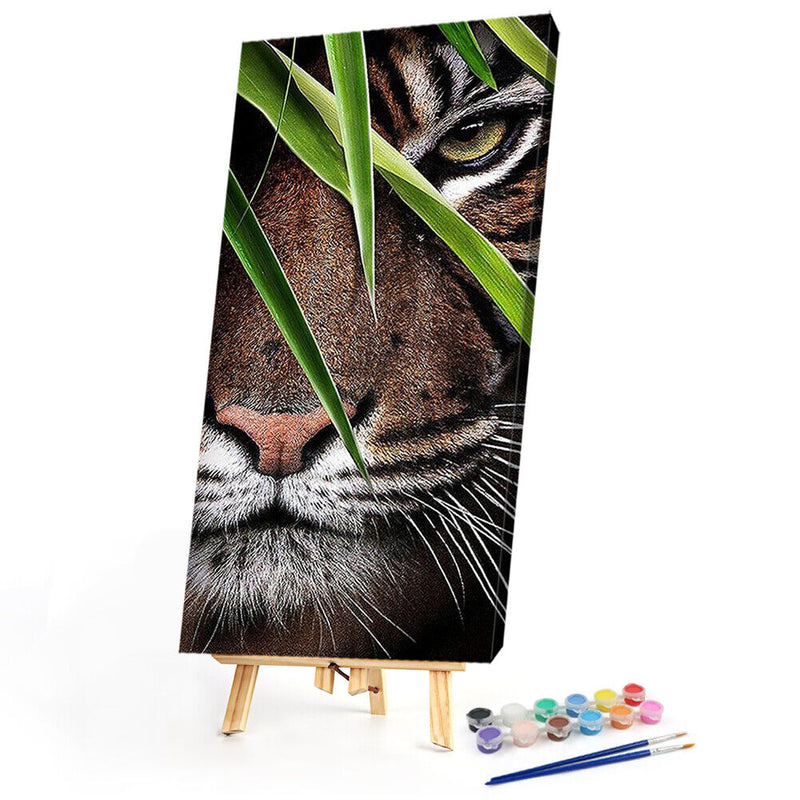Paint By Numbers Kit DIY Tiger in Leaves Colouring Oil Art Picture Craft