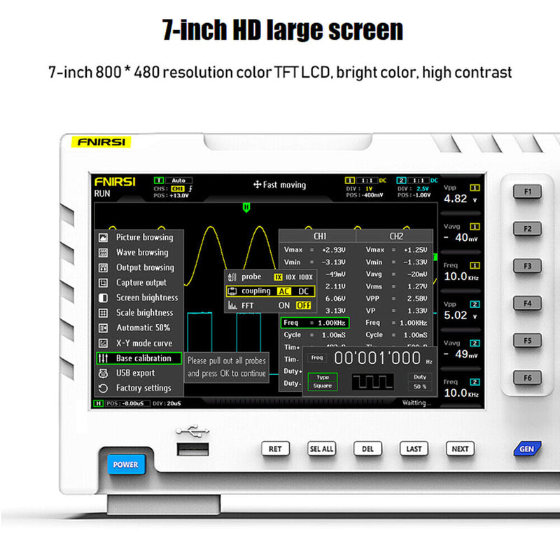 2 in 1 2 Channels 7 inch TFT LCD Digital Oscilloscope Signal Generator