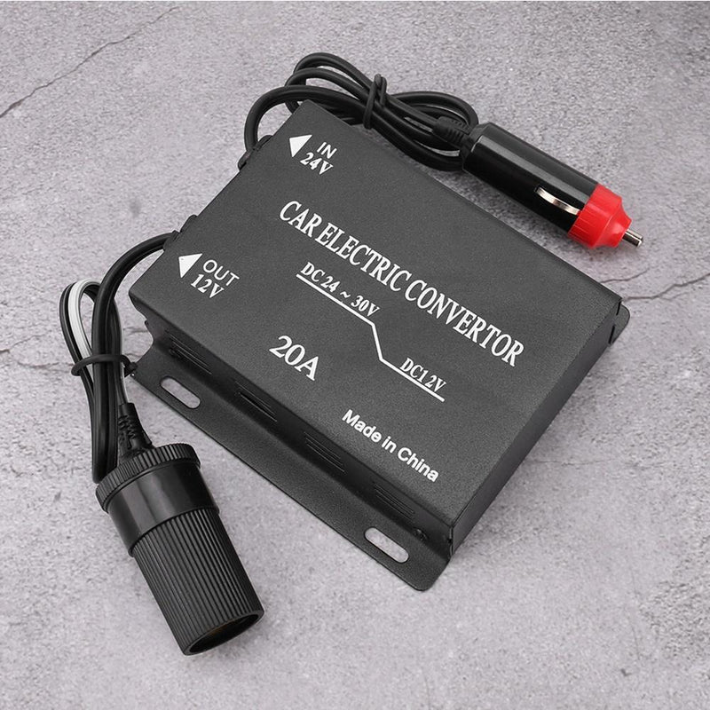 24V DC to Car 12V DC 20A Truck Cigarette Lighter Buck Converter Power Adapter