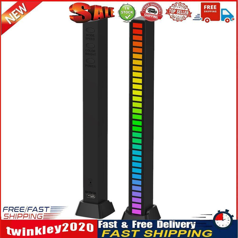 Rechargeable RGB Activated Music Rhythm Lamp Bar Sound Control (Black) Newly
