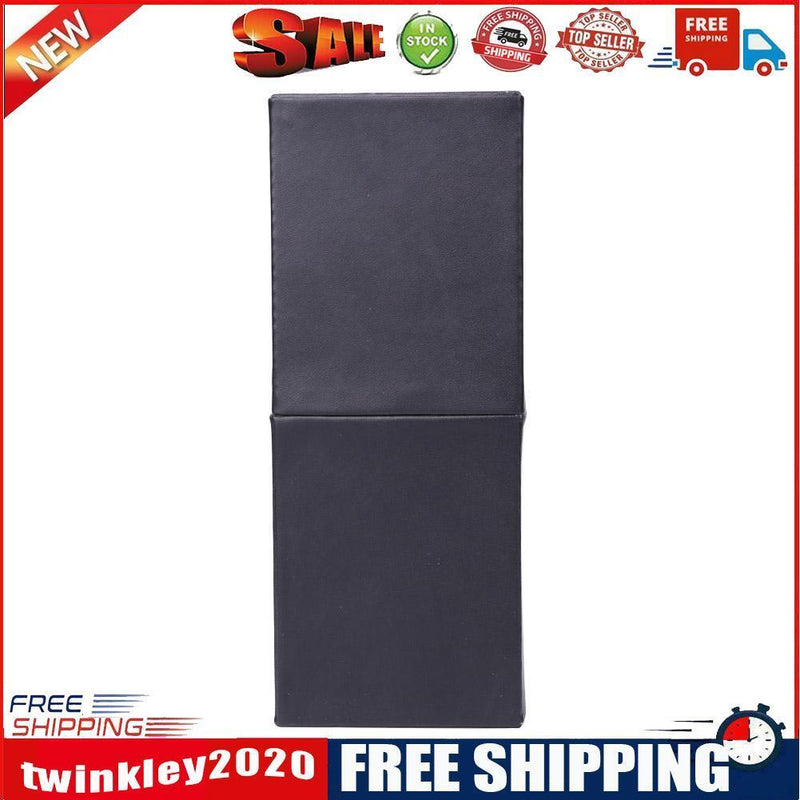 Square Leather Makeup Brush Holder Travel Cosmetic Pen Storage Cup (Black)