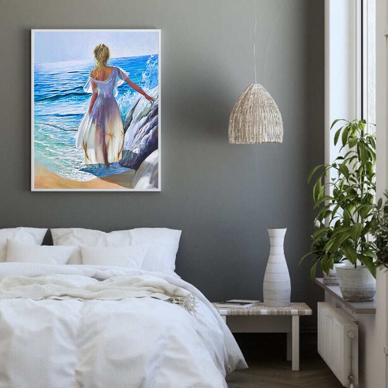 Beach Girl Paint By Numbers Kit DIY Frameless Art Picture On Canvas Craft