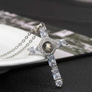 Crystal Zircon Cross Projection Necklace Cross Shape Bohemia Bible Verses