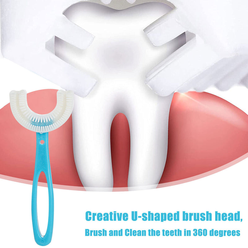 Kids U-Shaped Toothbrush Silicone 360 Degree Oral Care Cleaning Tool for Ki