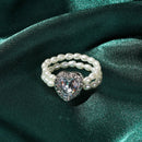 Crystal Double Layer Heart-shaped Aadjustable Jewelry Popular Accessories Ring