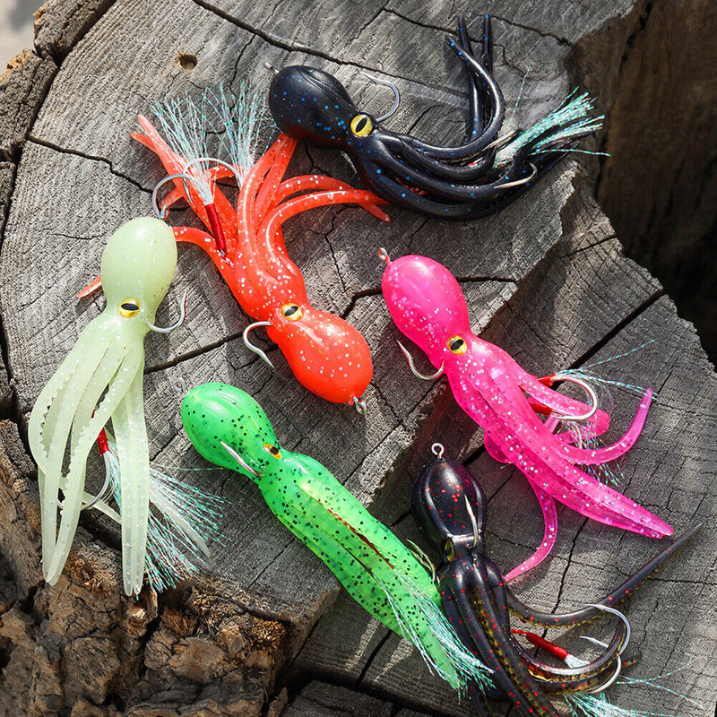 5pcs 11cm 22g Octopus Soft Fishing Lures Jig Hooks Artificial Bait (Mixed)