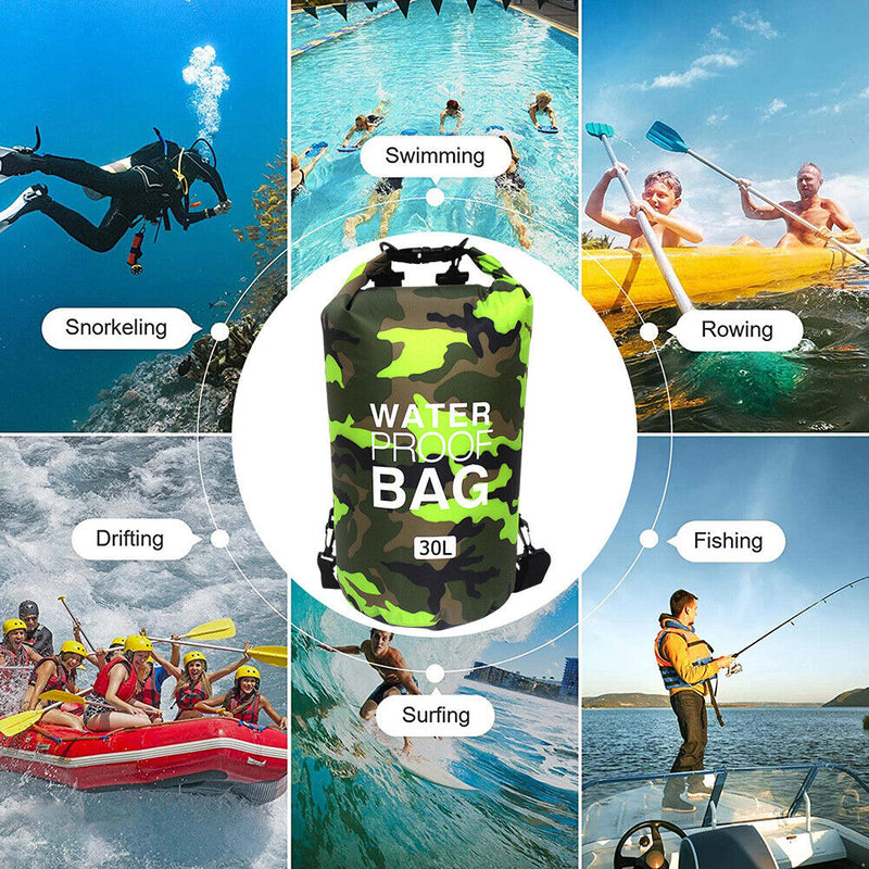 Outdoor Dry Bag Swimming Waterproof Sack for Boating Rafting (30L Green)