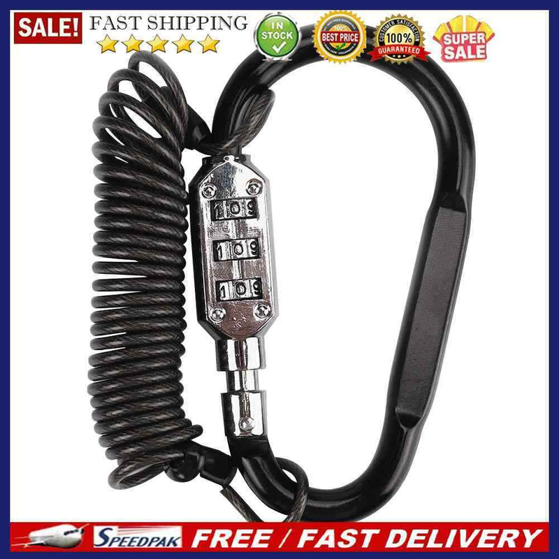 Motorcycle Helmet Lock Carabiner 3 Digit Combination Lock with Steel Wire R