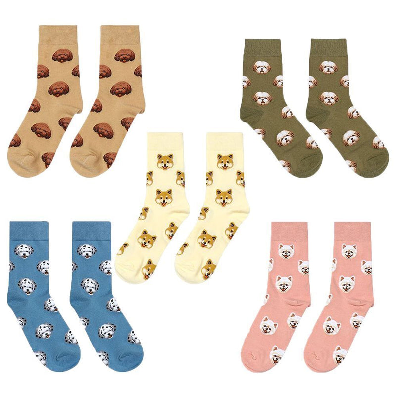 Creative Cute Cartoon Dog Cotton Socks Stockings Middle Tube Socks Female Sox