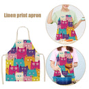 Kitchen Linen Apron Cartoon Cat Print Home Restaurant Cooking Baking Bibs
