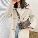Women Leopard Print Zipper Shoulder Bag Mini Purse Composite Bag (Khaki)
