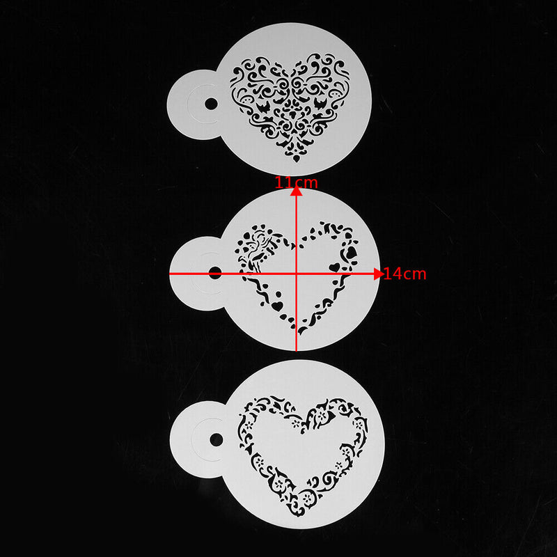 3pcs Love Heart Shape Cake Stencil Set Cake Cookie Stencil Cake Decoration