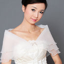 Wedding Bridal Organza Wrap Shrug Bolero Coat Tulle Cocktail Shawl White  Newly