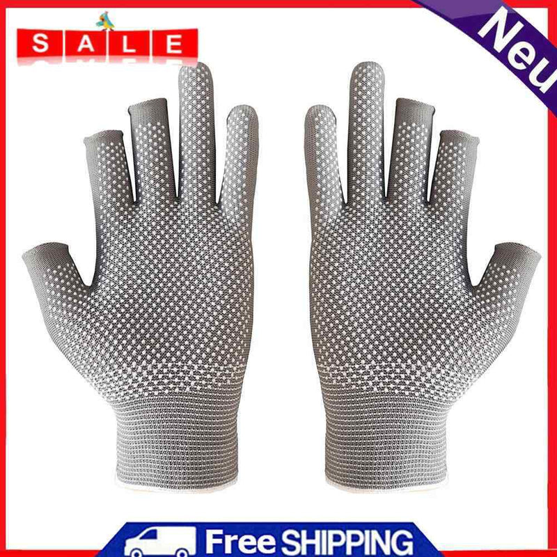 10x3 Fingers Cut Fishing Gloves Anti Slip Sunscreen Angling Gloves (Gray)