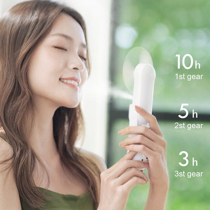 Mist Sprayer Fan USB Handheld Portable Air Cooler Humidifier (Bear White)