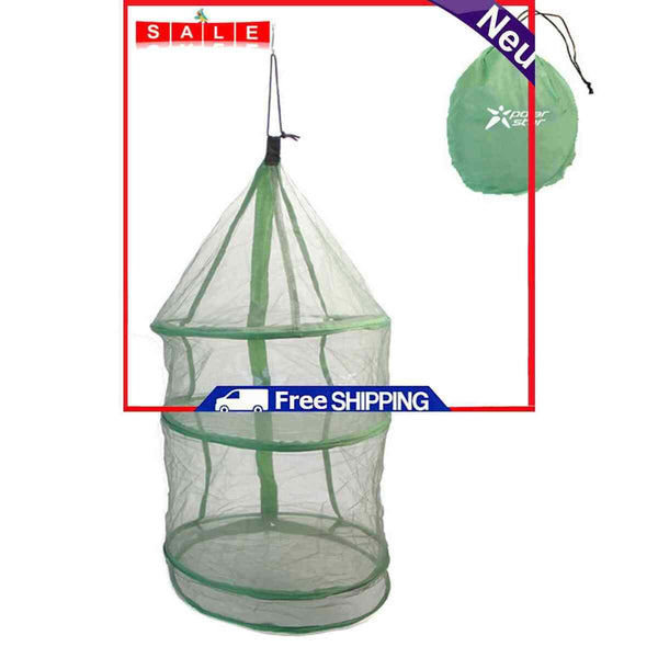 Foldable Drying Net Green Rack Net Dryer with Zipper for Fish Fruit Vegetable