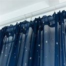 Star Print Tulle Curtains Window Drapes Sheer Purdah for Home(Dark Blue)