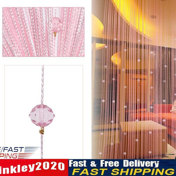 Decorative String Curtain Beads Wall Panel Fringe Room Door Window Pink Newly