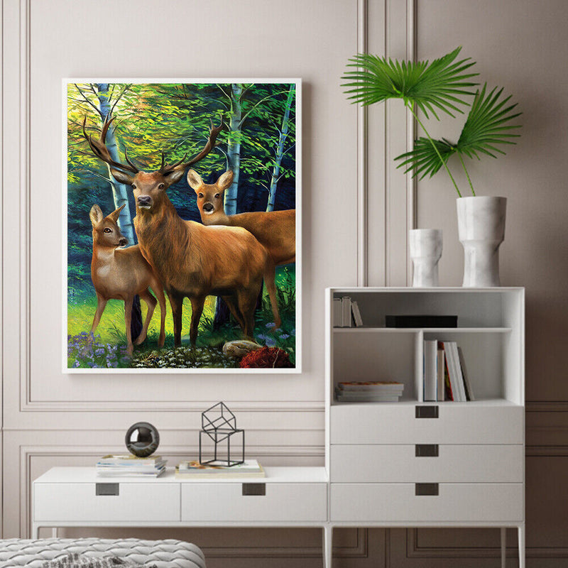 #A Woods Animal Oil Paint By Numbers Kit DIY Acrylic Painting on Canvas Framel