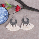Fashion Retro Bohemian National Style Tassel Earrings(Creamy White)