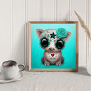 Pig Blue Roses Diamond Painting Rhinestone Full Round Drill for Room Decorati