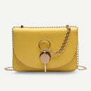 PU Leather Messenger Bag Women Solid Color Casual Chain Shoulder Crossbody Bag