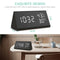 Wooden Digital Alarm Clock White LED Light Bedside USB Battery Voice Control US