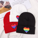 Love Heart Christmas Gift Embroidery Knitted Hats Beanies Hats Knit Cap Rainbow