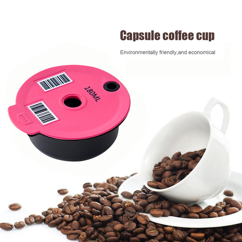 Coffee Capsules Cup with Spoon Brush Black Refillable Coffeeware (180ml)