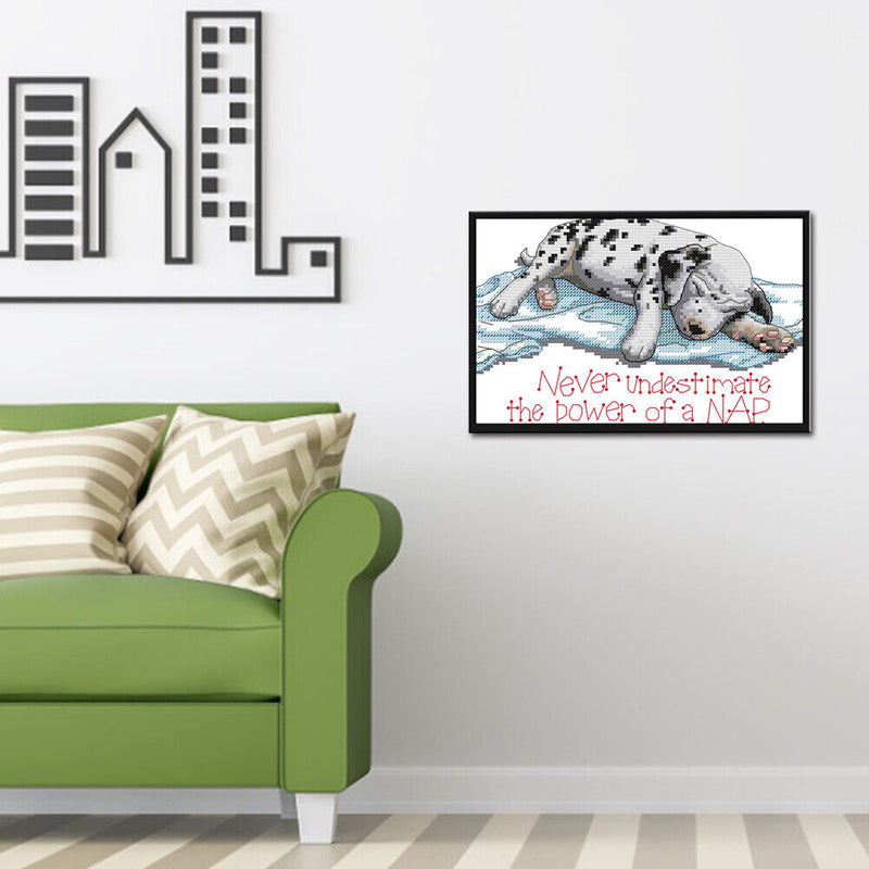 Full/Partial Cross Stitch Cotton Dog 14CT Handiwork DIY Stamped Wall Craft Kit