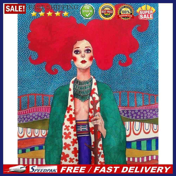 DIY Coded Painting Kit Oil Paint by Numbers Redhead Girl Acrylic Drawing Decor