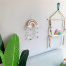 Handmade Woven Photo Prop Clouds Felt Ball Wall Hanging Decor Rainbow Tapestry
