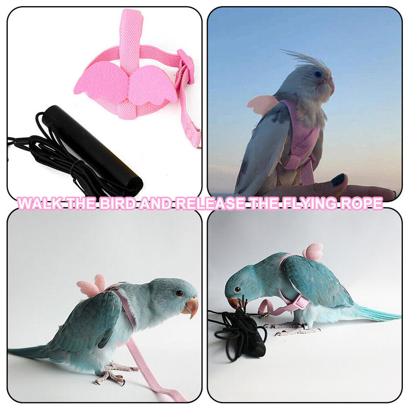 Ultra Light Parrot Flying Sling Leash Training Bird Traction Strap (Pink) Newly