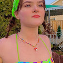 Bohemian Wild Acrylic Pendant Clavicle Chain Mushroom Necklace Candy Colors