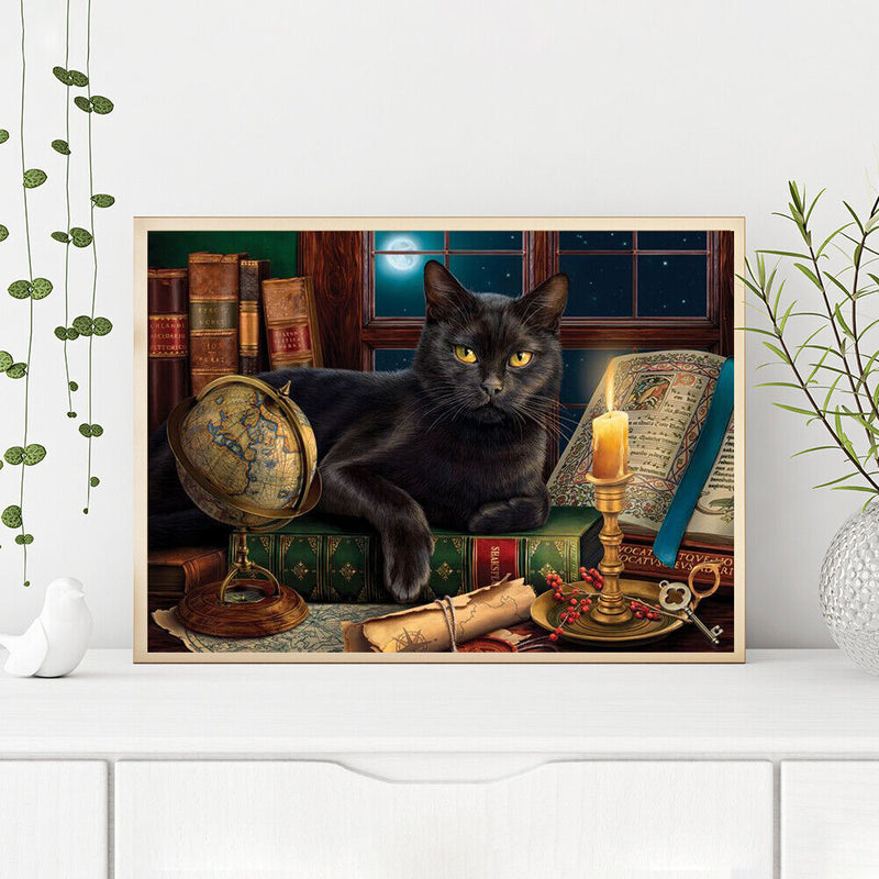 Black Cat Frameless Oil Paint by Numbers Kit Picture Canvas Artwork (X480)