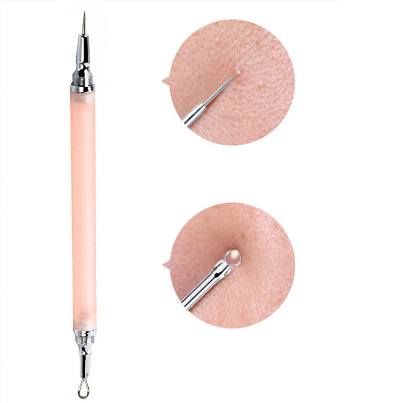 Portable Double-Head Face Blackhead Acne Remover Needle Pimple Blemish Extractor