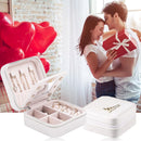 PU Leather Rings Earrings Jewelry Storage Display Box Holder (White)