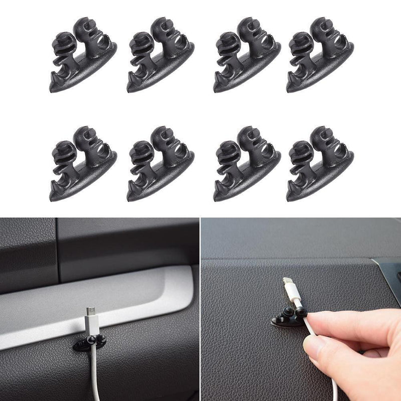 8pcs Adhesive Car Wire Clips Cord Earphone USB Cable Clamp Holder Organizer