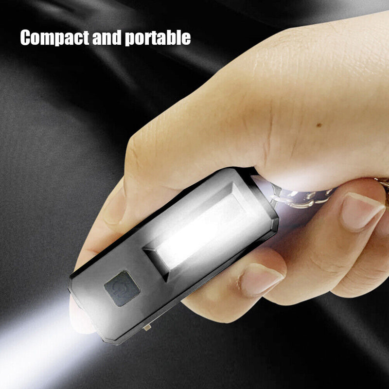 COB LED Mini Flashlight Keychain Outdoor Waterproof Pocket Work Lamp Black Newly